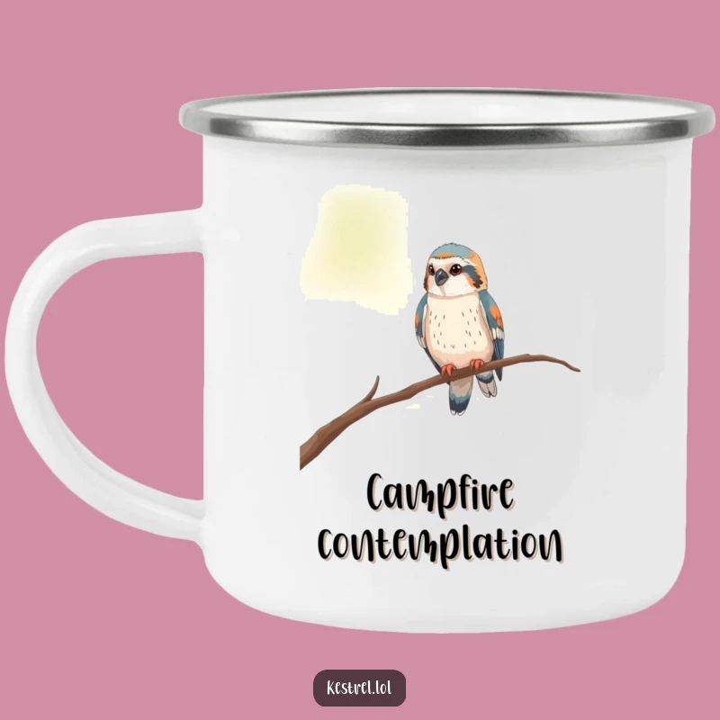 Funny Curious Kestrel Camping Mug - Explore With Wonder