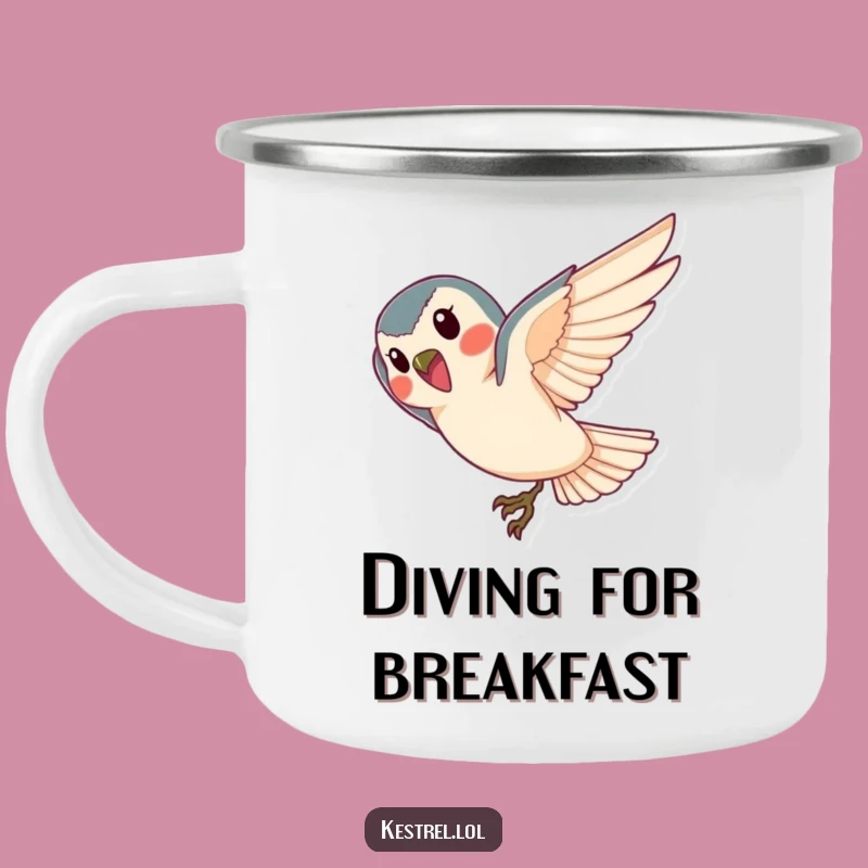 Durable Funny Kestrel Camping Mug: Cheerful Dive Companion, Outdoor Gift