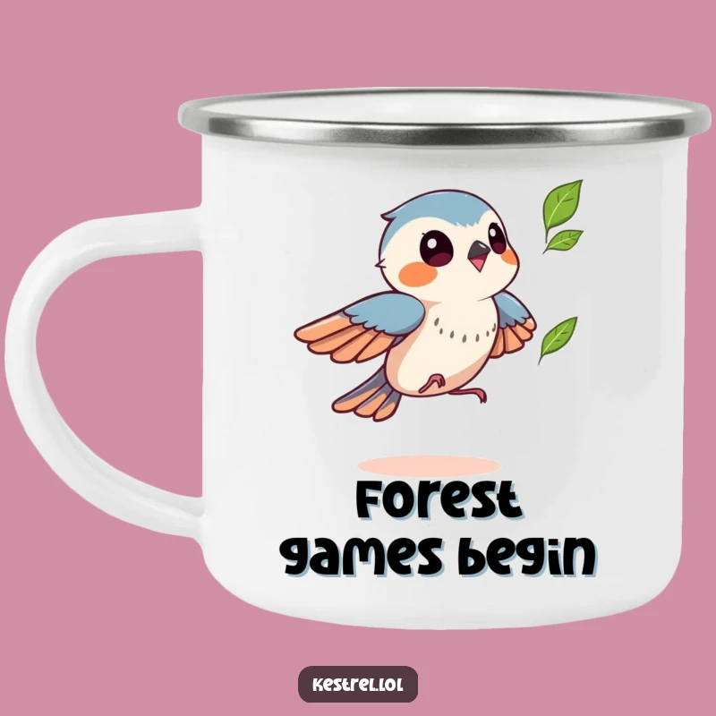 Durable Funny Kestrel Leaf Chase Camping Mug - Outdoor Play Gift