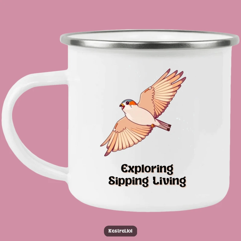 Durable Funny Kestrel Camping Mug: Soaring Companion, Outdoor Gift