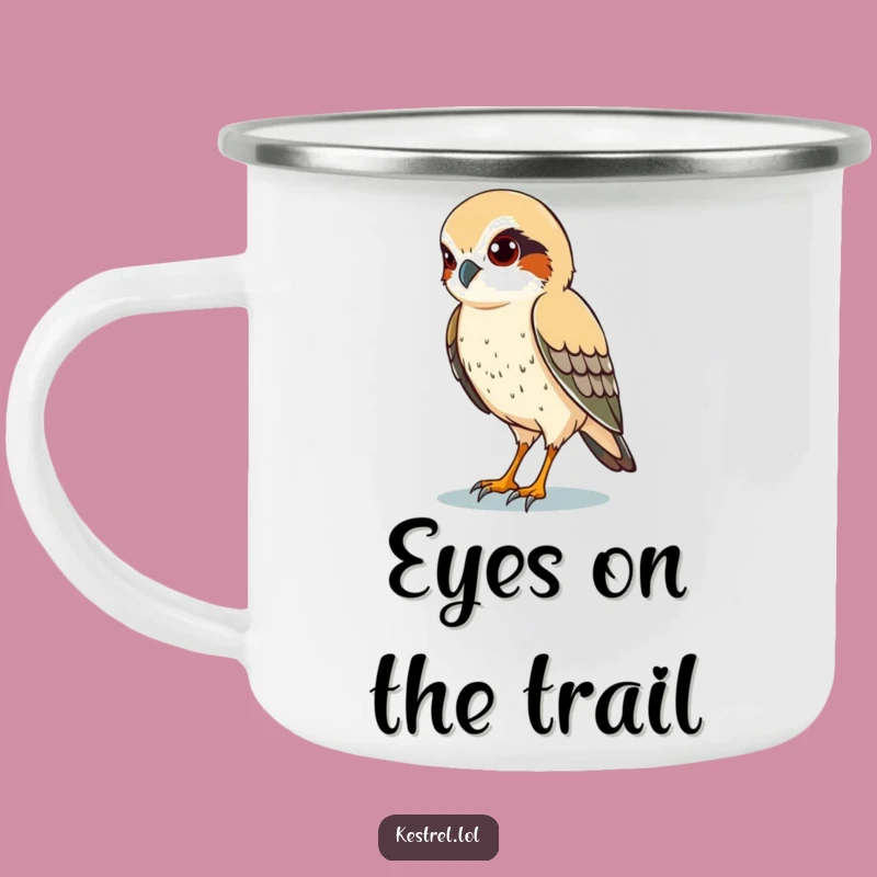 Funny Kestrel Eyes Camping Mug: Stay Sharp on the Trail!