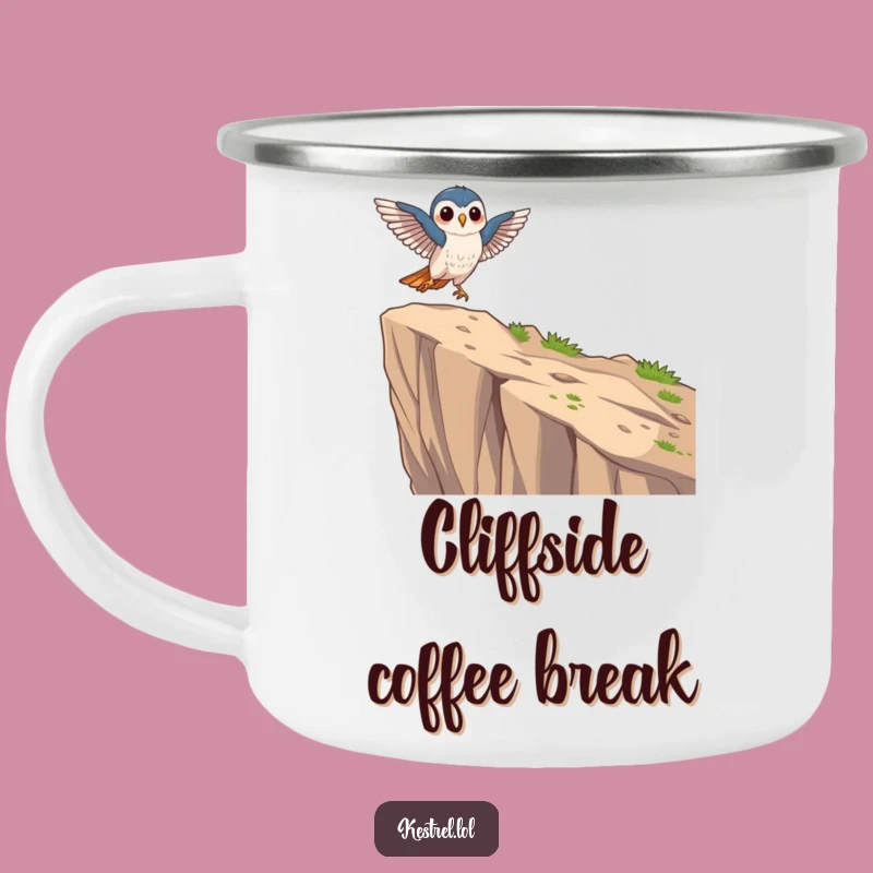 Funny Focused Kestrel Camping Mug: Graceful Landings Outdoors