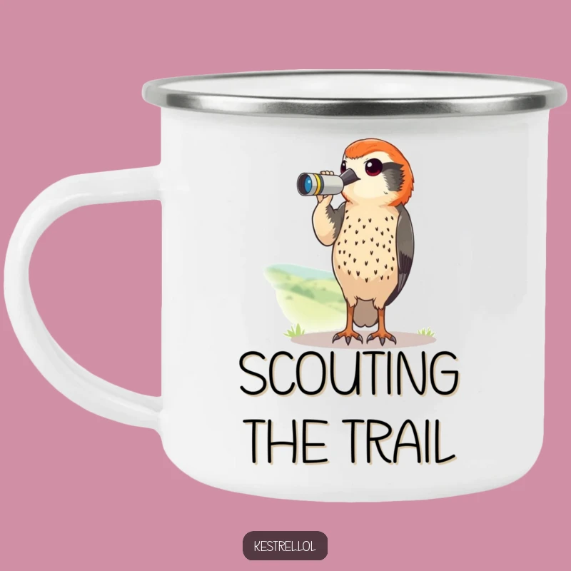 Funny Kestrel Binoculars Camping Mug: Hilarious Birdy Outdoor Gift
