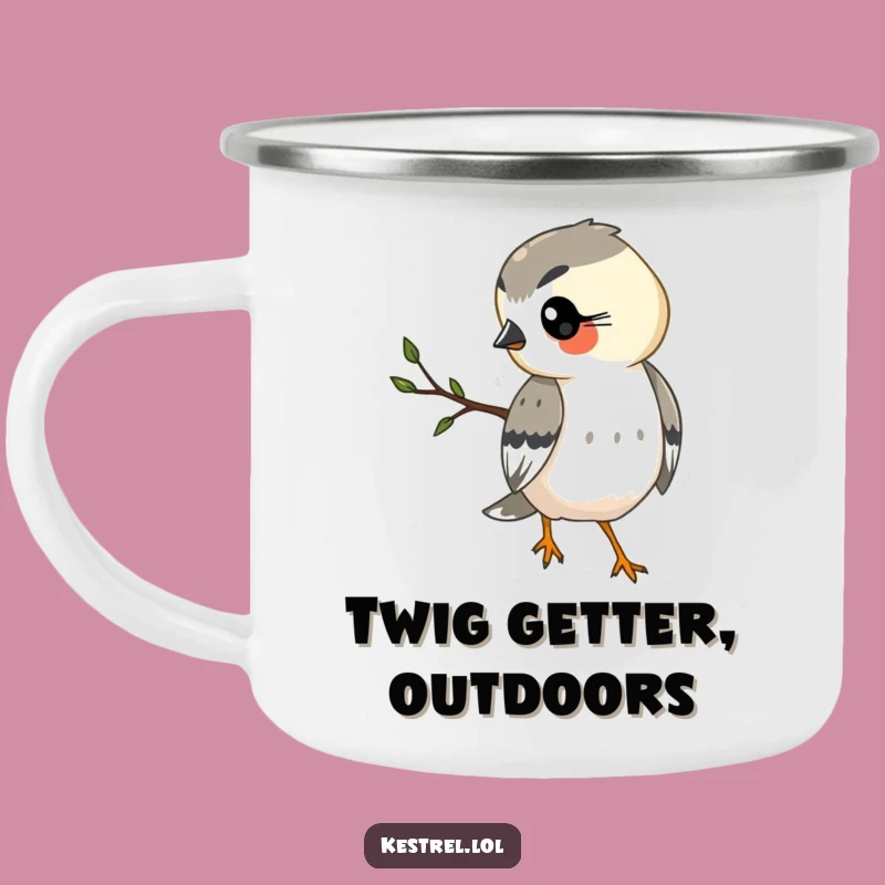 Funny Kestrel Camping Mug: Busy Bird Adventure - Outdoor Gift