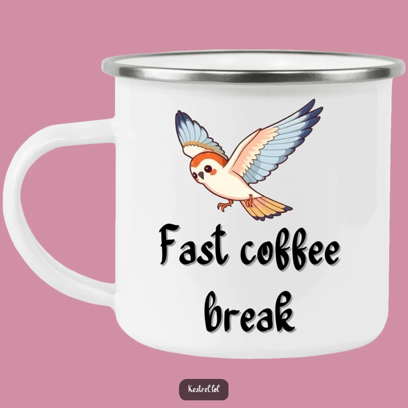 Funny Kestrel Camping Mug - Playful Adventures In Flight