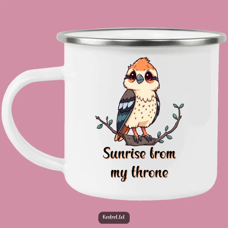 Funny Kestrel Camping Mug: Proud Observer's Durable Outdoor Drinkware Gift