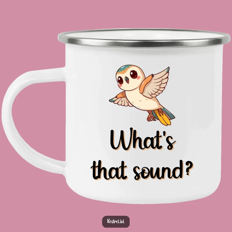 Funny Kestrel Head Tilt Camping Mug: Curious Bird Mug, Great Outdoor Funny Gift