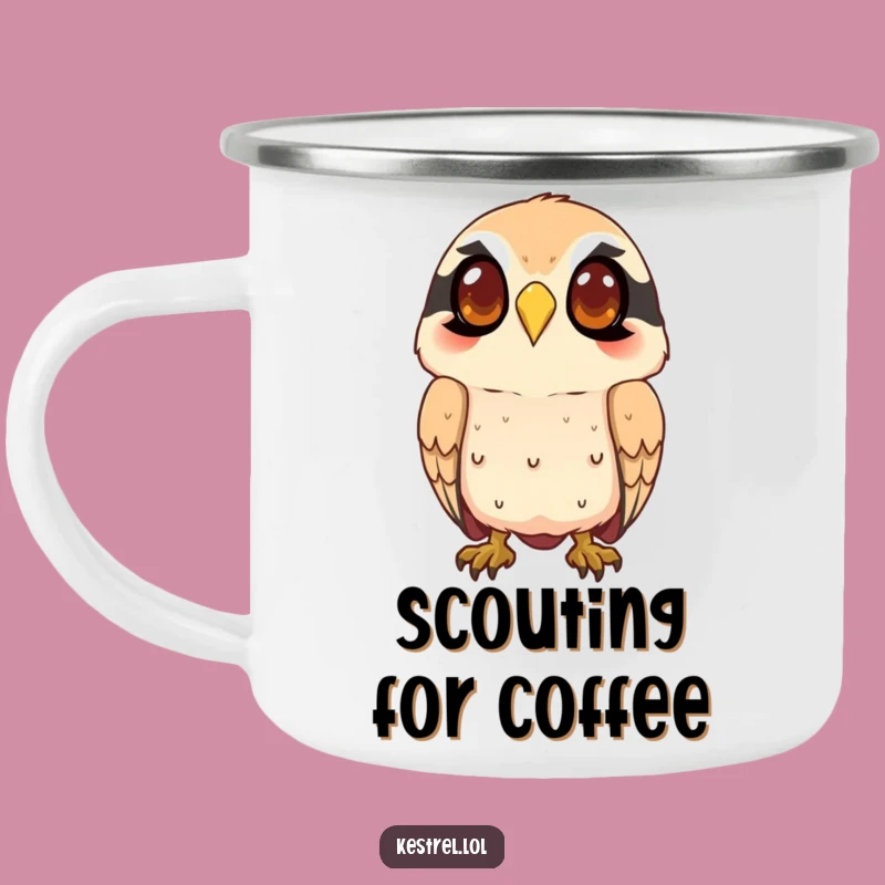 Funny Kestrel Watching Camping Mug - Durable Character Cup for Outdoor Focus