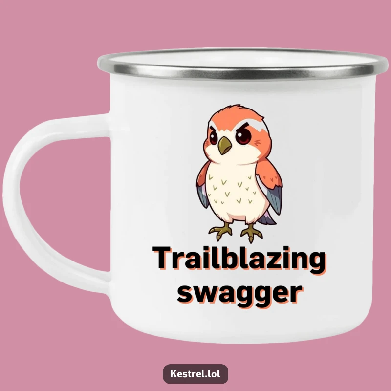 Funny Proud Kestrel Camping Mug: Determined Outdoor Spirit