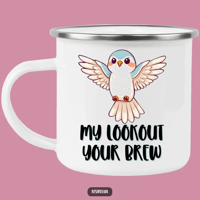 Durable Funny Kestrel Hovering Camping Mug: Outdoor Bird Fun, Gift