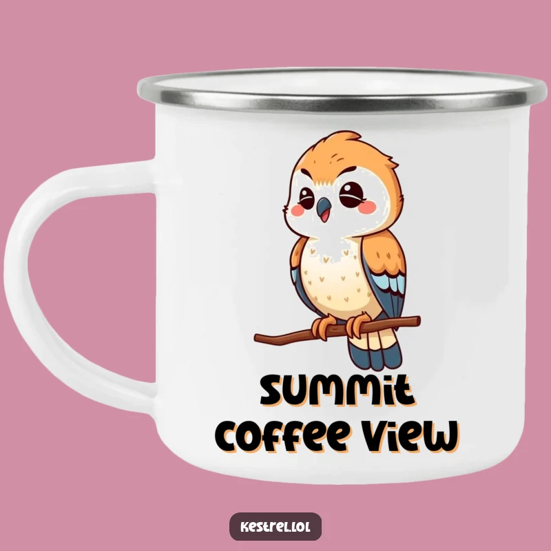Funny Winking Kestrel Camping Mug: Playful Scout Ready for Adventure