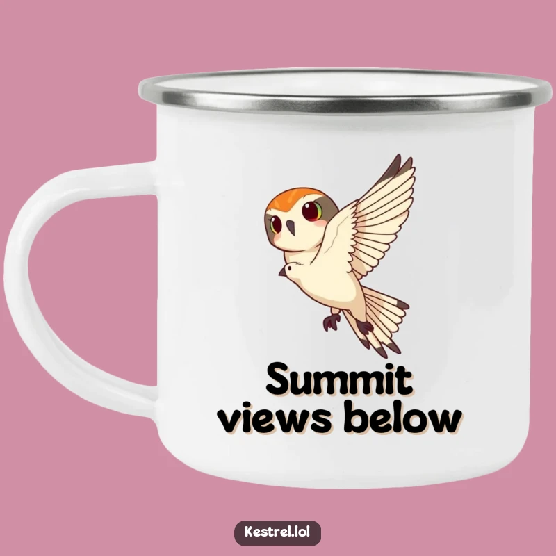 Funny Kestrel Banking Camping Mug - Adventure Fuelled by Flight and Fun