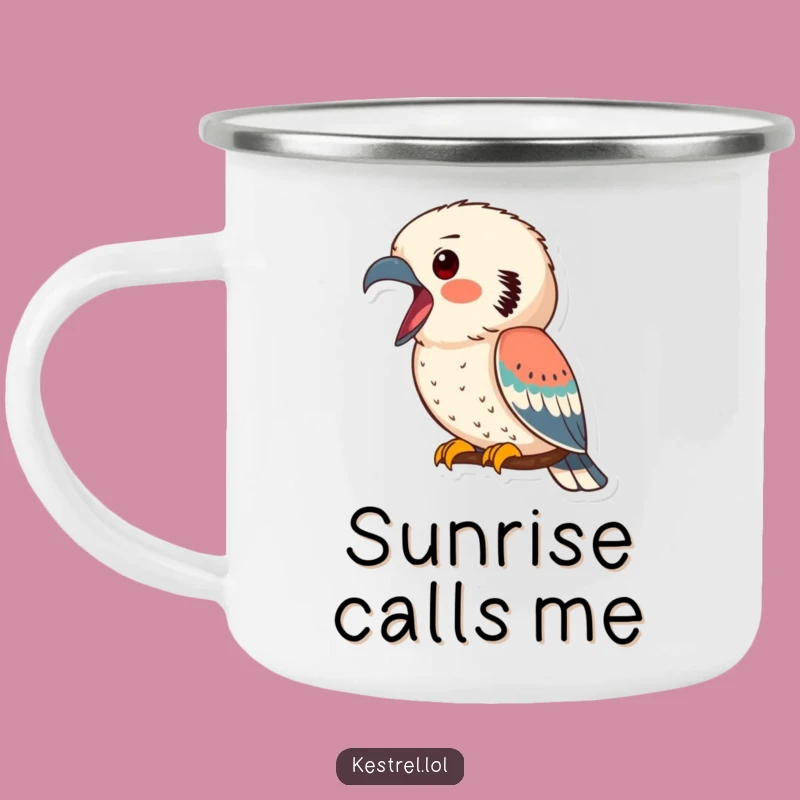 Funny Kestrel Calling Camping Mug - Trail-Ready Humor for Your Adventures