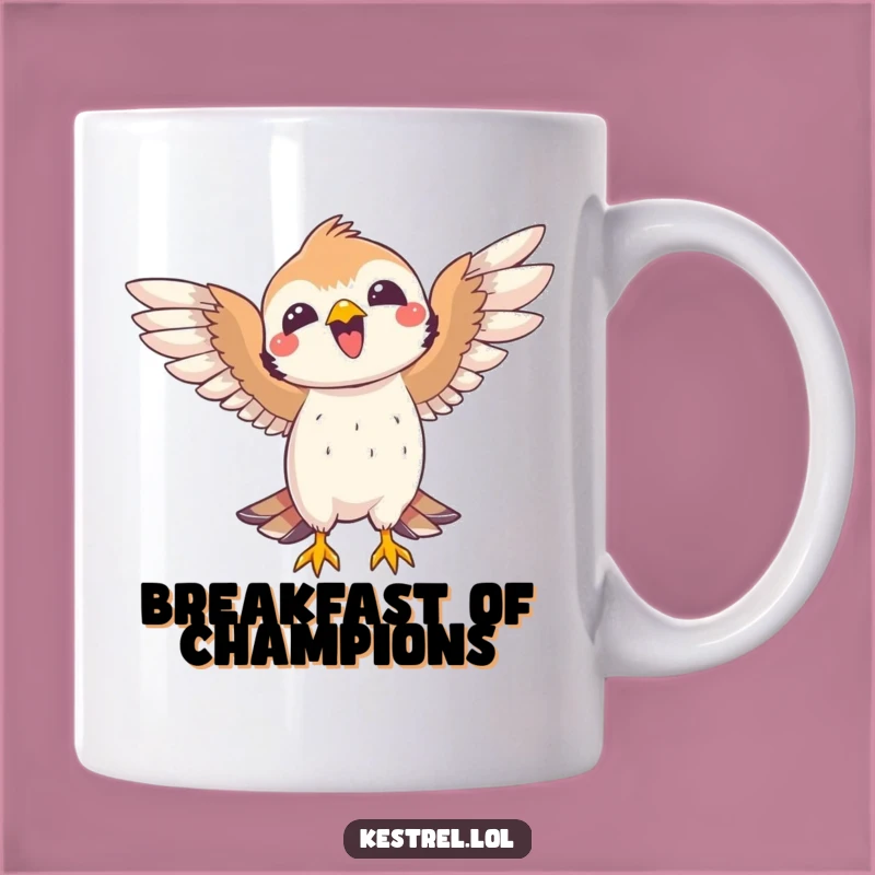 Funny Joyful Kestrel Mug: Celebratory Bird Catch Gift for Aviary Fans