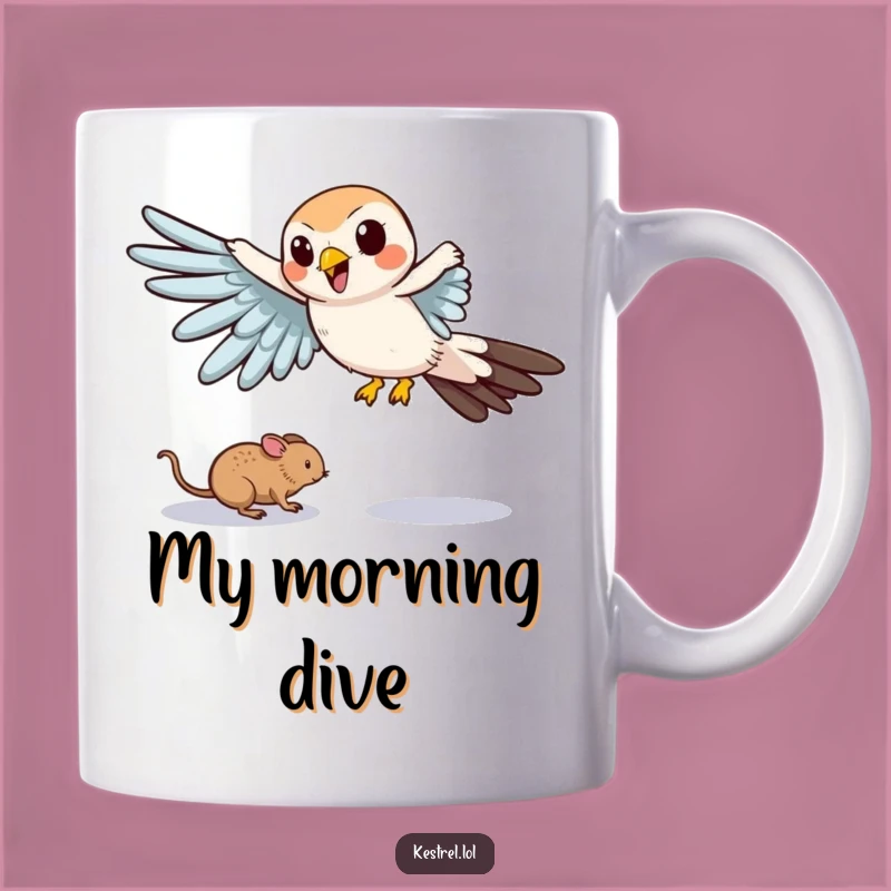 Funny Kestrel Mouse Chase Mug - Comical Predator Swoop Gift