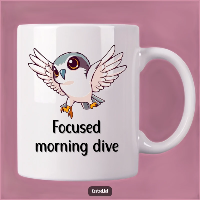 Funny Kestrel Mug: Focused Dive, Perfect Funny Gift for Sharp Minds!