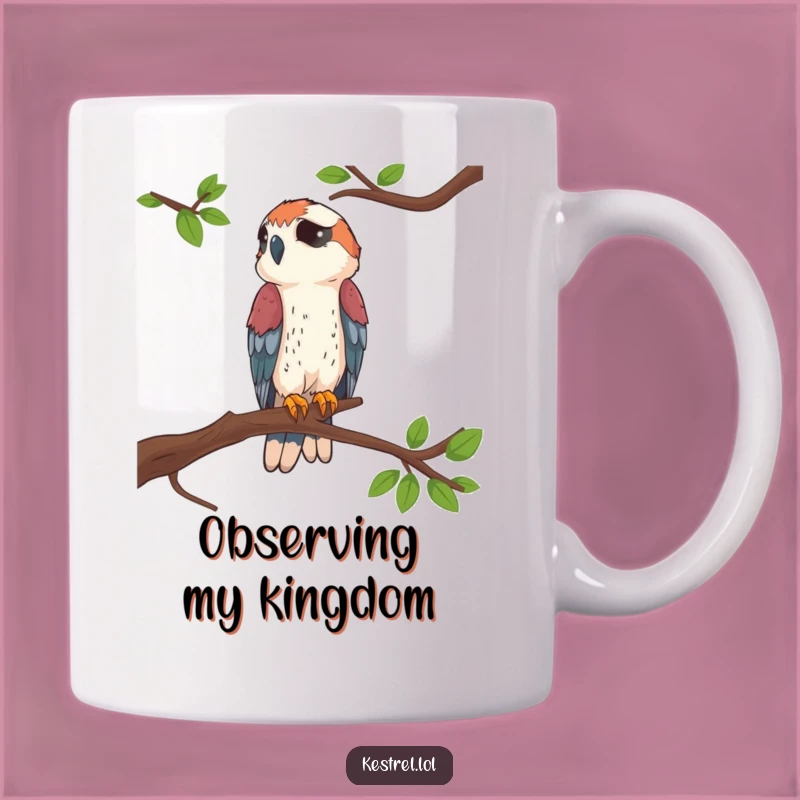 Funny Kestrel Perched Mug: Proud Bird Lover Gift