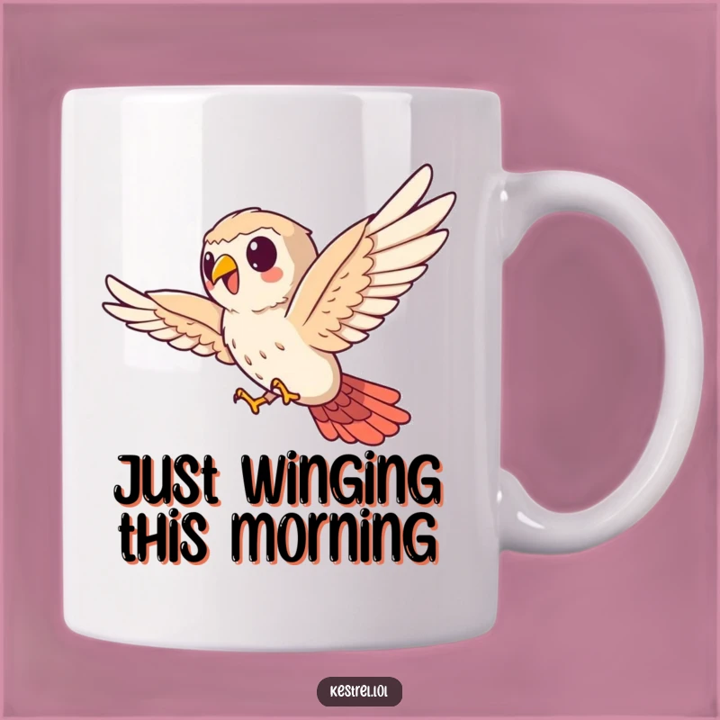 Funny Kestrel Soaring Sideways Mug - Hilarious Bird Art Gift for Bird Lovers
