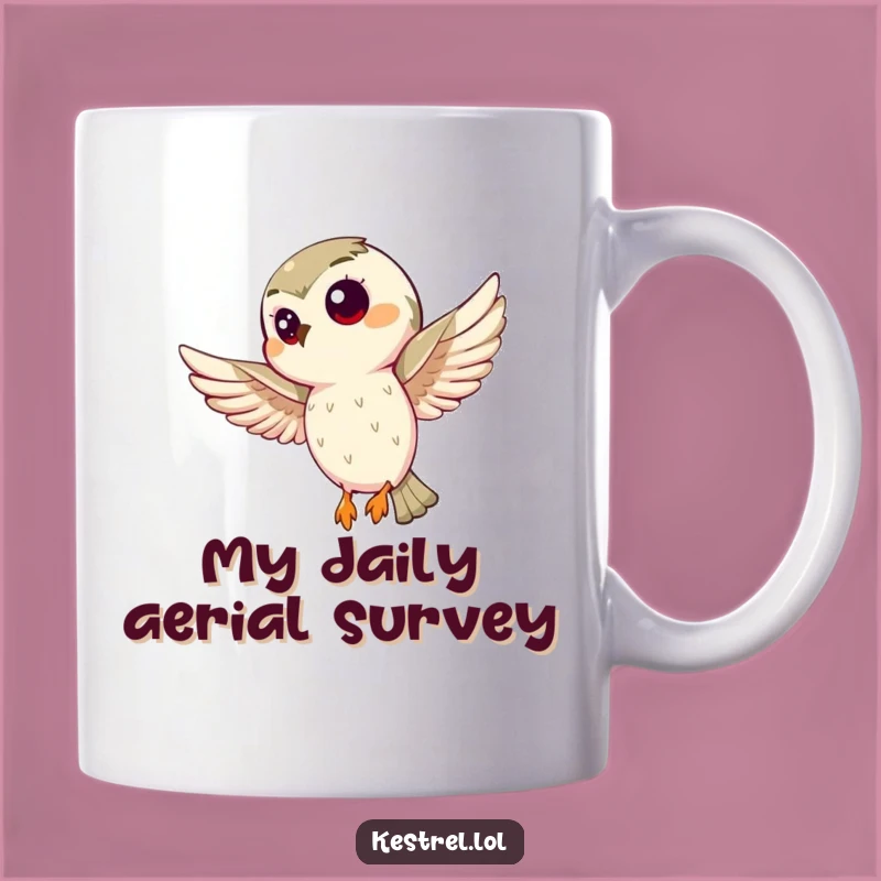 Funny Curious Kestrel Mug: Intently Hovering Bird Lover Gift