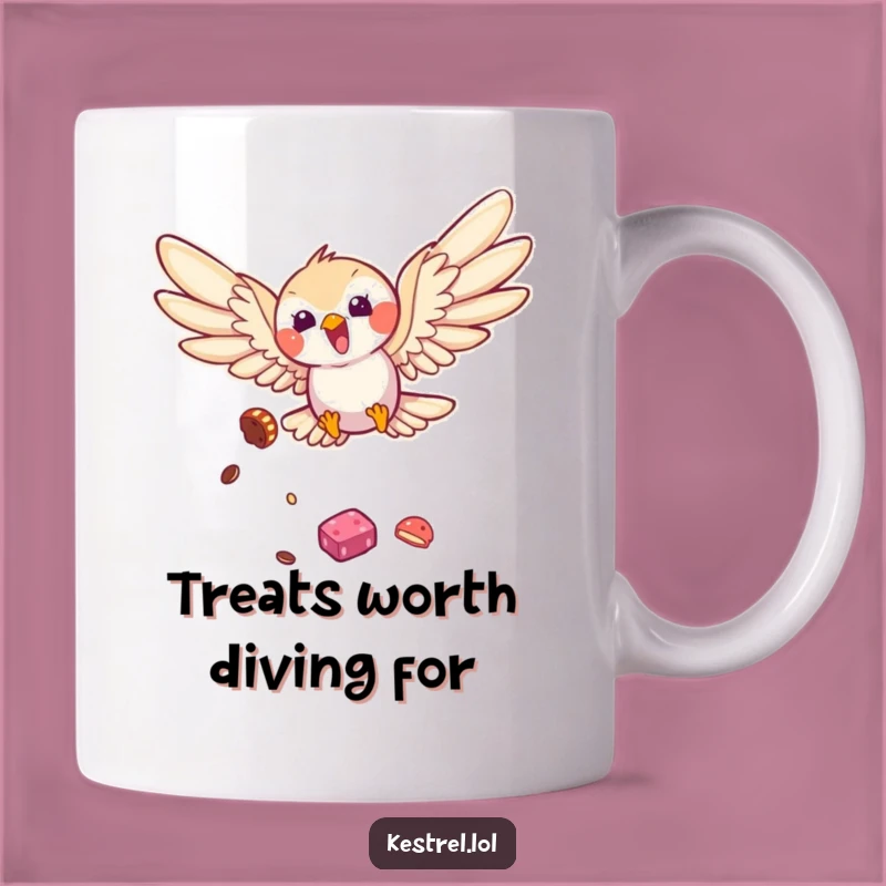 Funny Kestrel Diving for Treat Mug - Perfect Gift for Bird Lovers