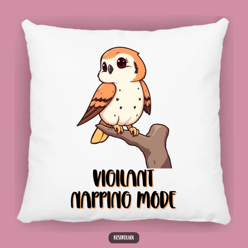 Funny Kestrel Pillow: Keen Observer Accent, Humorous Bird Decor