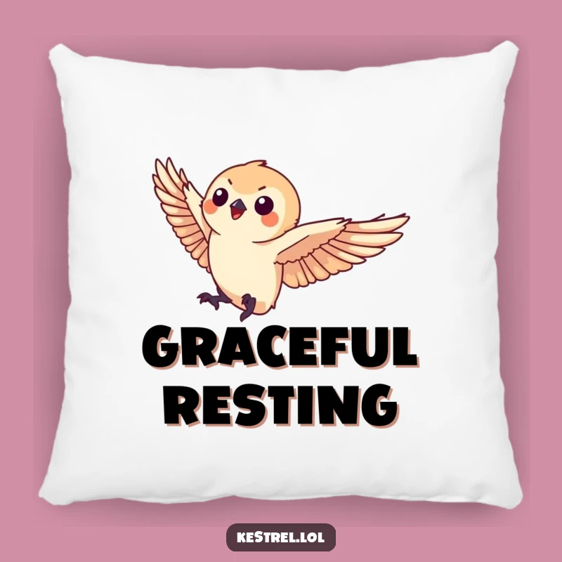 Funny Kestrel Pillow: Graceful Landing - Cozy Elegance Gift