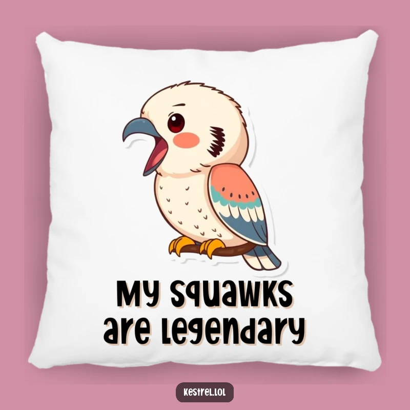 Funny Kestrel Calling Pillow - Cozy Comfort with a Side of Birdy Banter