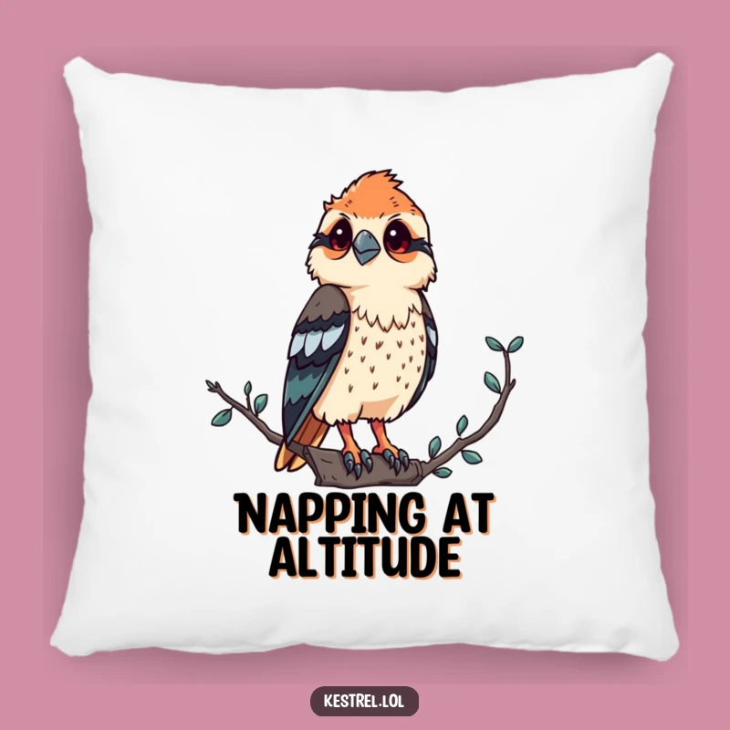 Funny Kestrel Pillow: Cozy Proud Observer Accent, Humorous Bird Decor