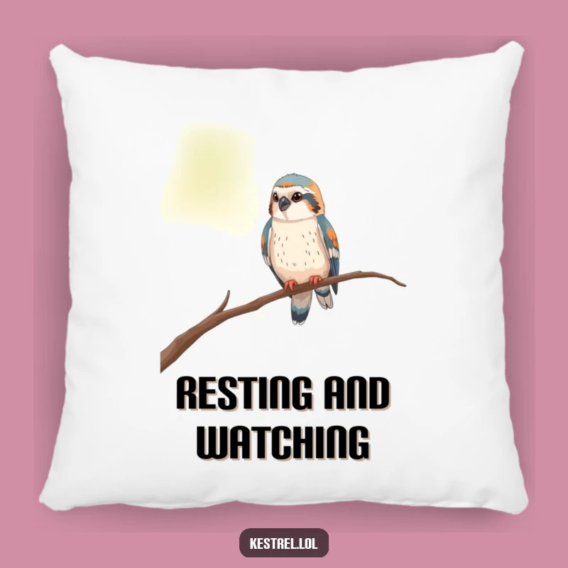 Funny Curious Kestrel Pillow - Cozy Comfort, Perched Wonder