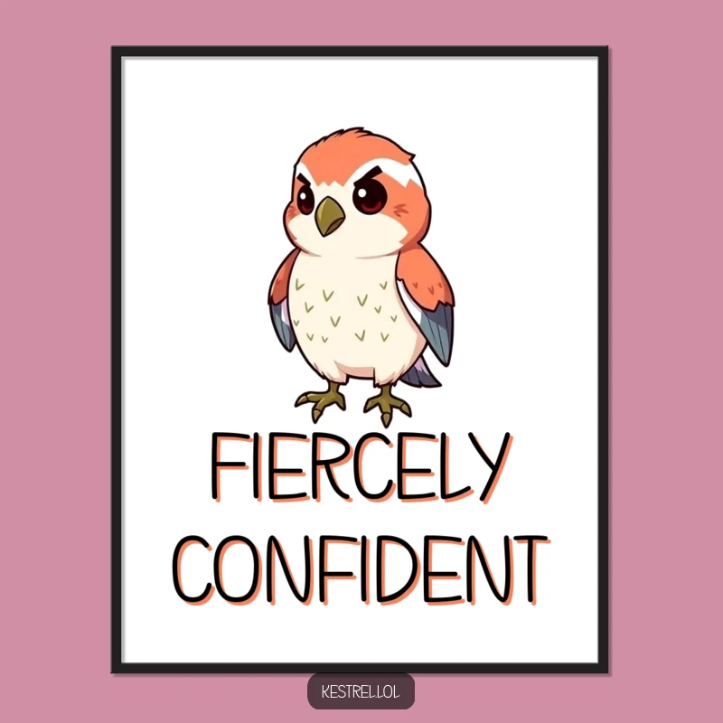 Funny Proud Kestrel Digital Art: Determined Art, Puffed Chest