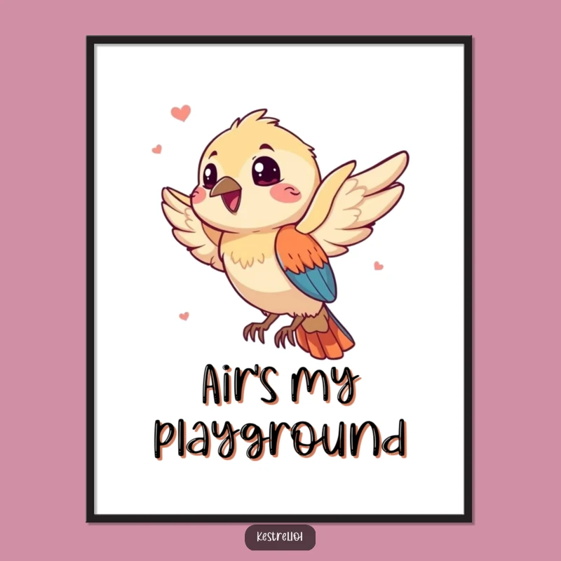 Funny Gleeful Kestrel Digital Art - Instant Humor of a Playful Breeze!