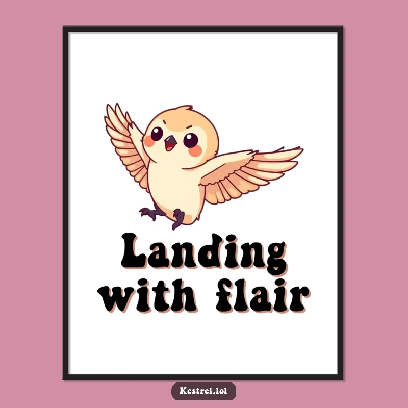 Funny Kestrel Digital Art: Graceful Landing - Elegant Decor Gift