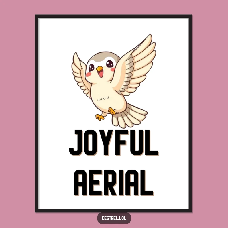 Funny Kestrel Digital Art: Joyful Swoop - Playful Decor Gift