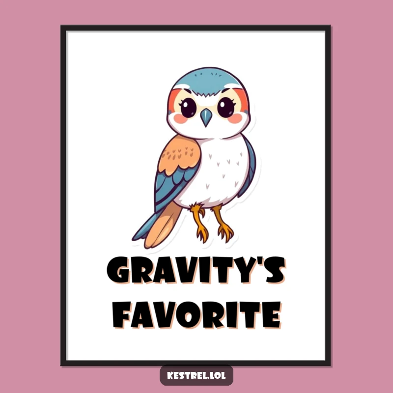 Funny Kestrel Digital Art: Swooping Bird Artwork for Walls, Unique Gift