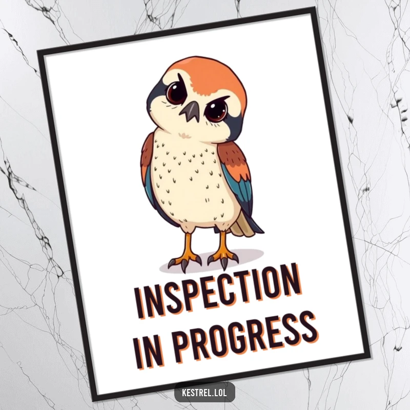 Funny kestrel tilting its head curiously, sharp eyes observing below, as downloadable digital art.