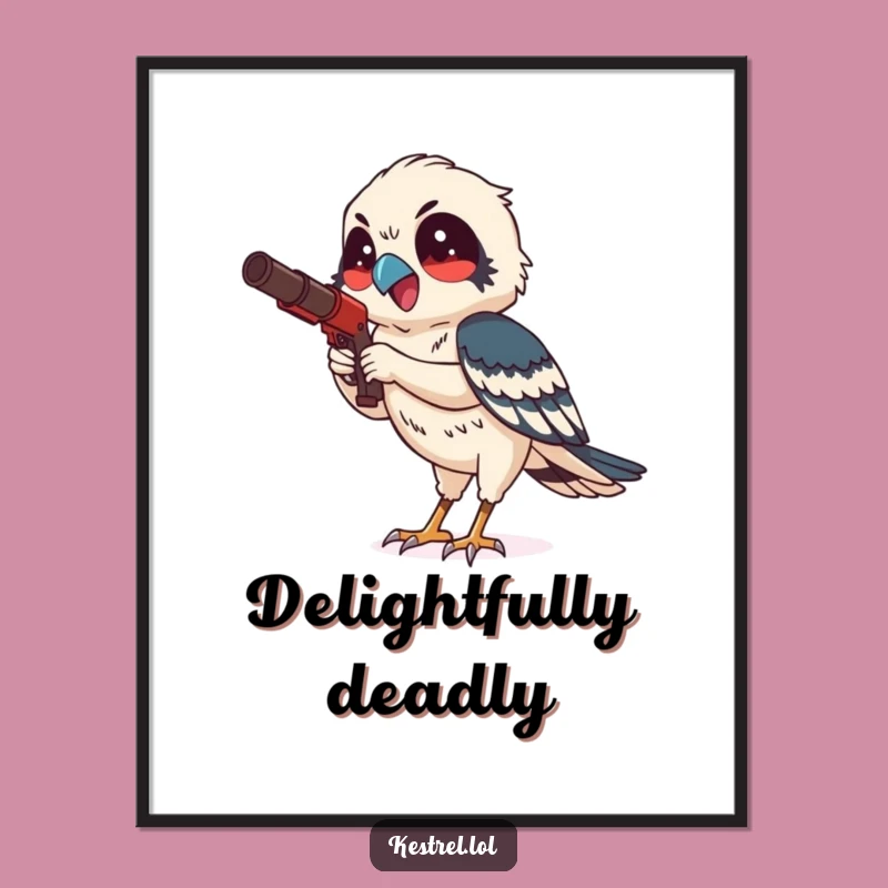 Funny Kestrel Hunting Digital Art - Instant Focused Delight Print!