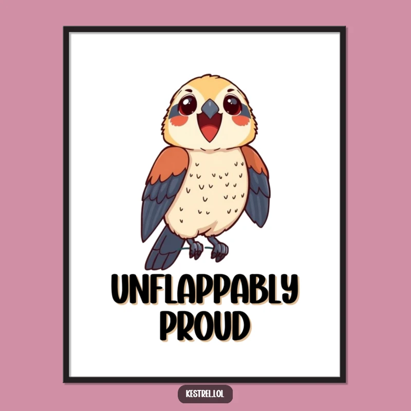 Funny Thrilled Kestrel Digital Art - Instant Proud Perch Print!