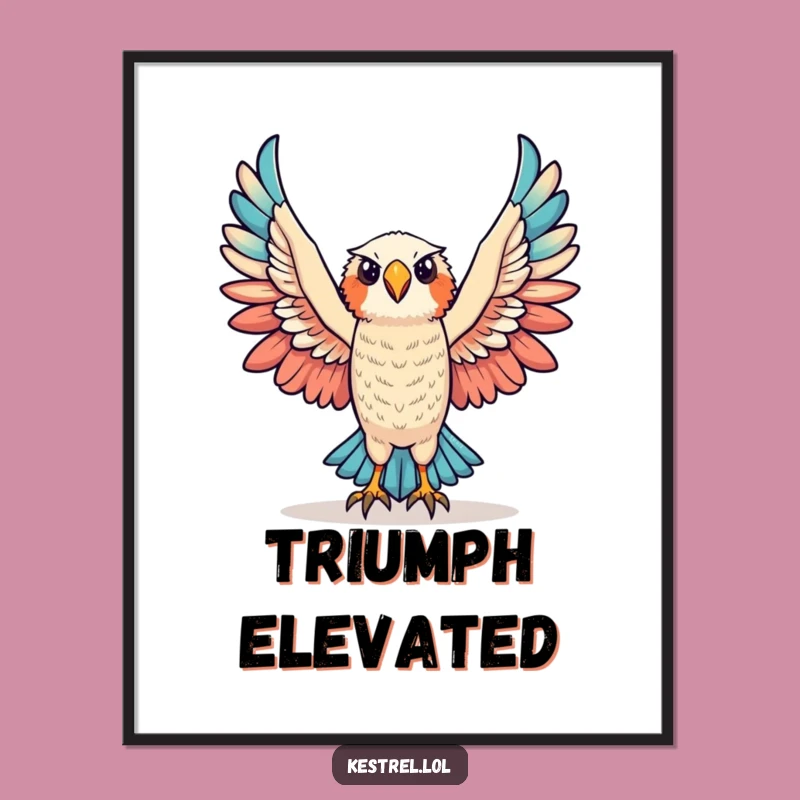 Funny Triumphant Kestrel Digital Art: Victory Wings, Celebration