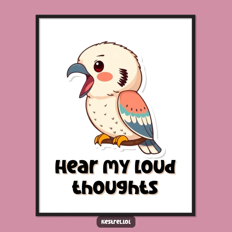 Funny Kestrel Calling Digital Art - Instant Avian Humor for Your Space