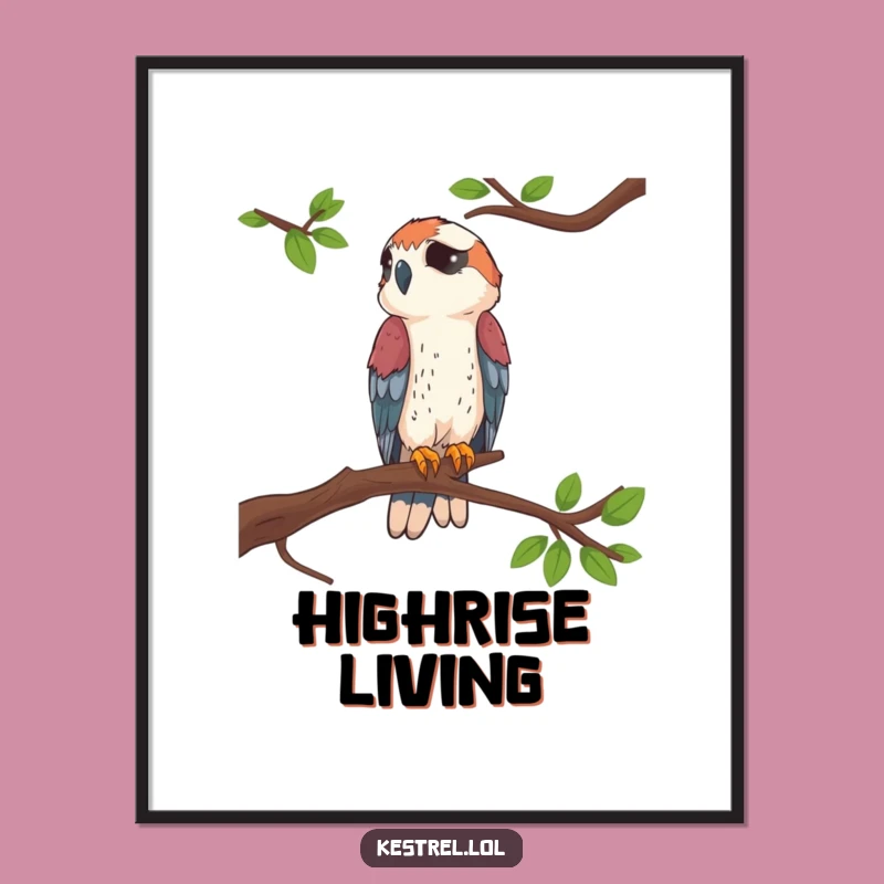 Funny Kestrel Perched Digital Art: Instant Nature Art with Humor