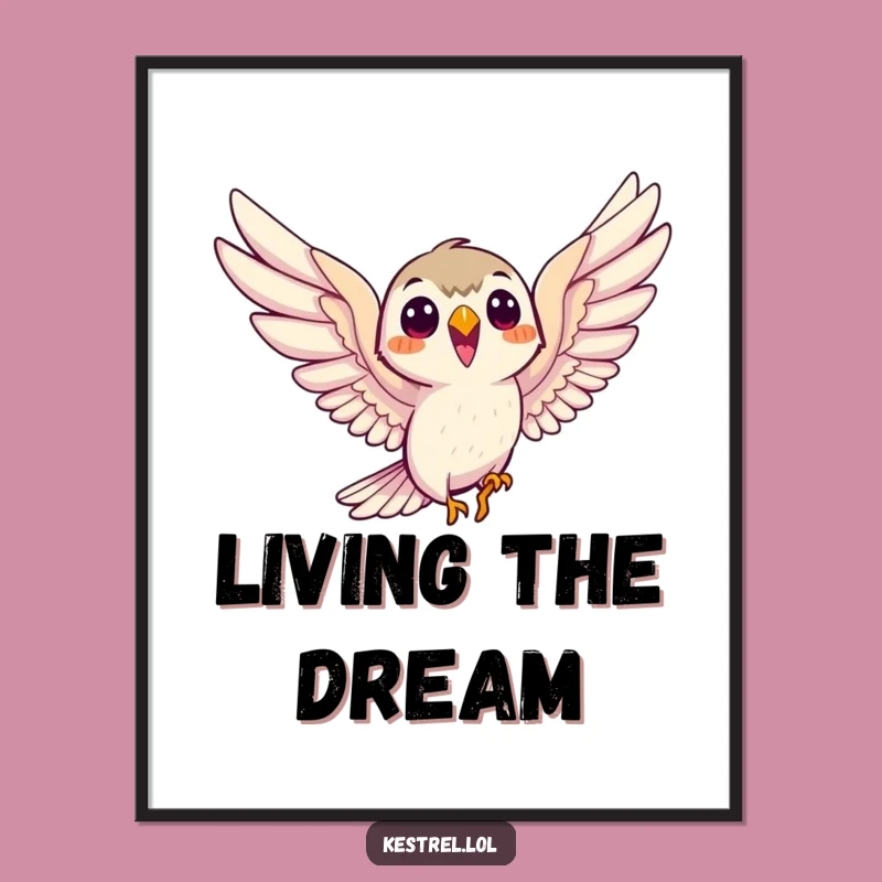 Funny Smiling Kestrel Digital Art: Eager Soaring Bird Print