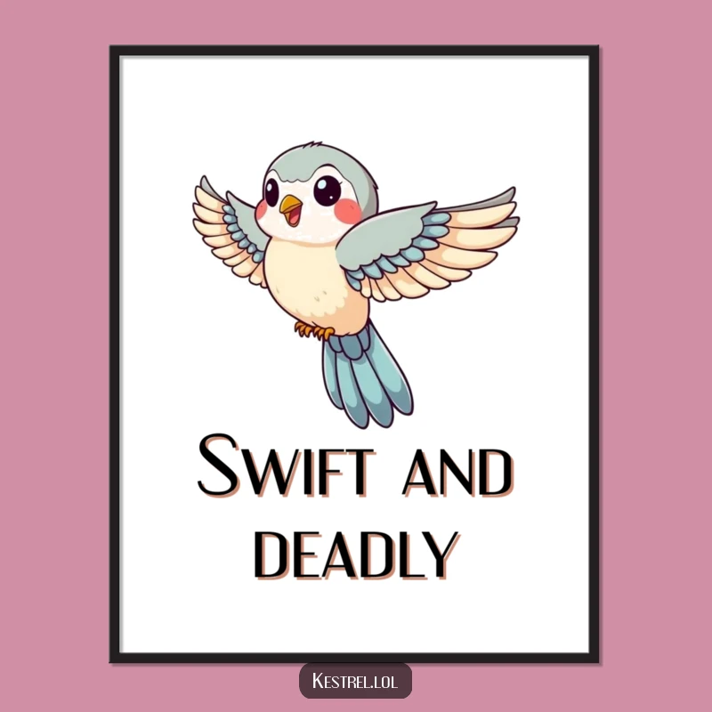 Funny Kestrel Digital Art Print: Decorate with a Jovial Falcon's Descent