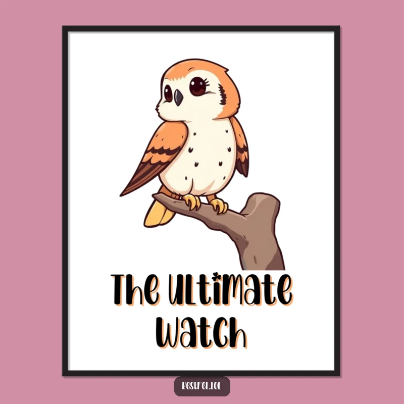 Funny Kestrel Digital Art: Keen Observer Print, Humorous Bird Decor