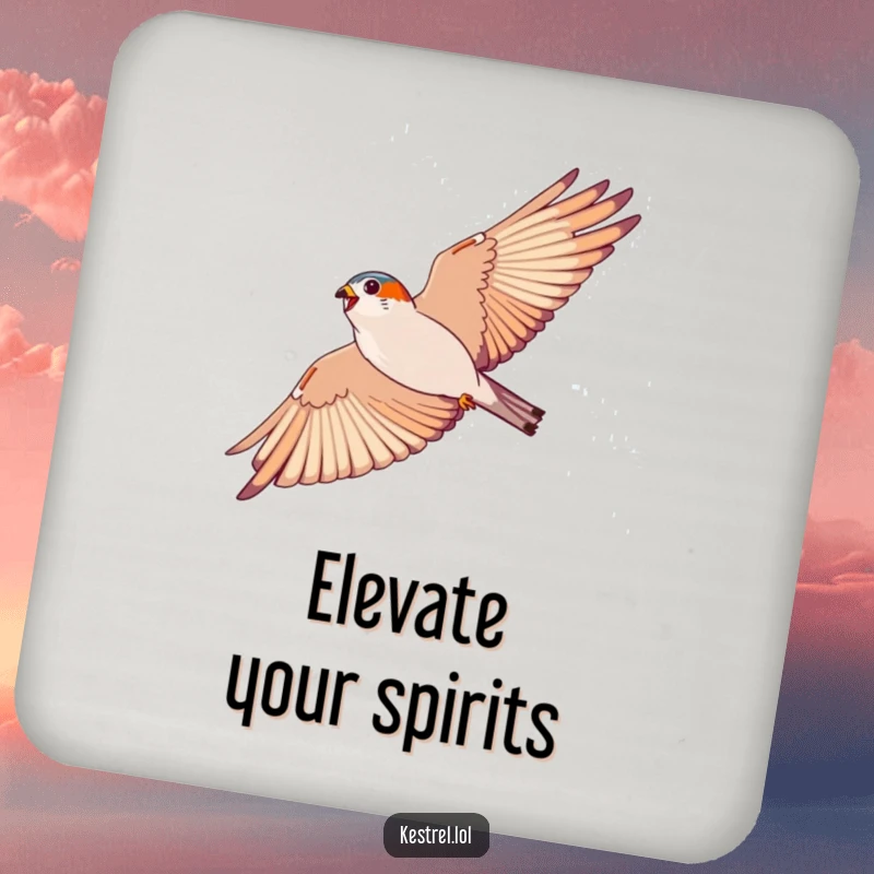 Funny kestrel coasters, set of bird-themed coasters with an energetic soaring design, perfect for tables.