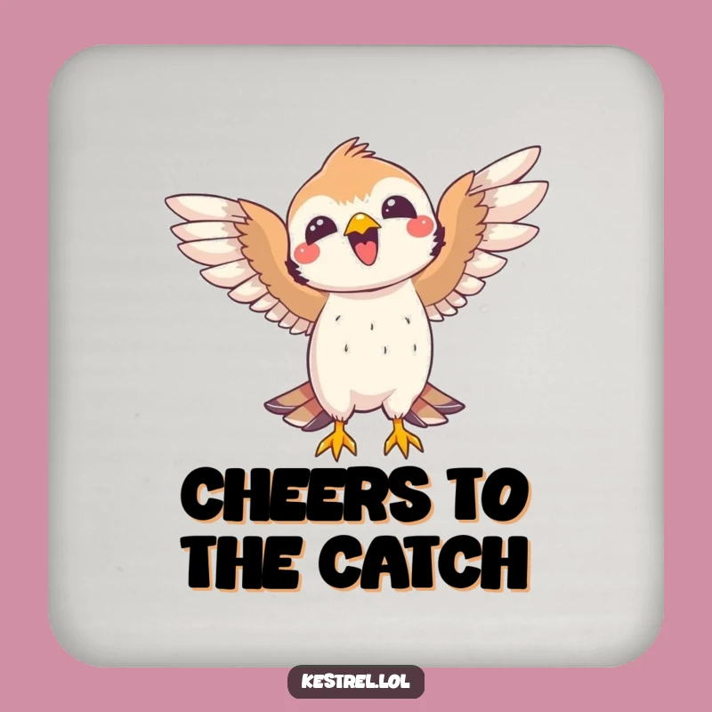 Funny Joyful Kestrel Coaster: Celebrate Tabletop Triumphs