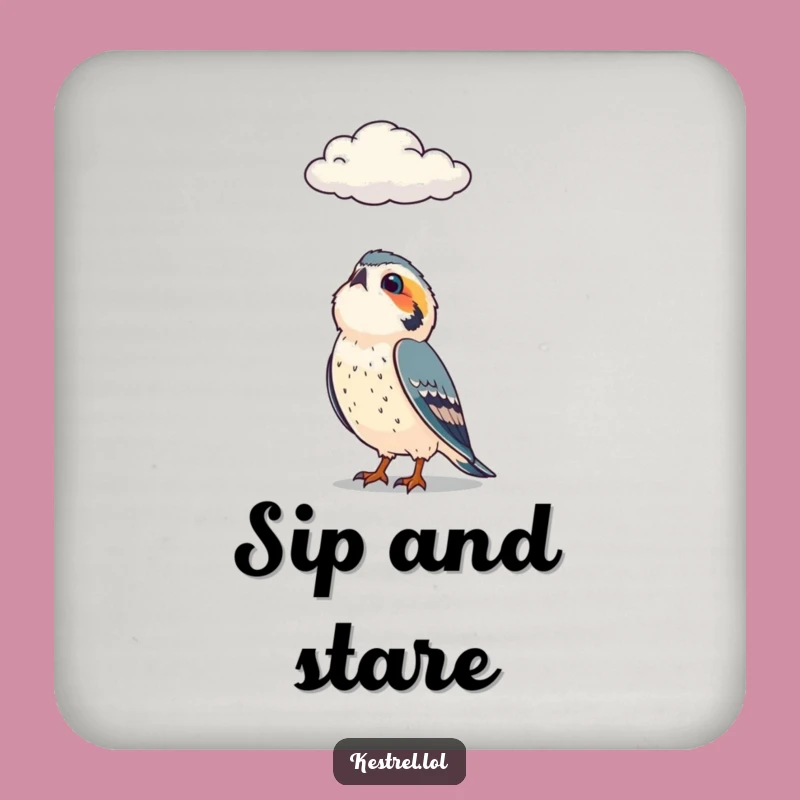 Funny Kestrel Coaster: Protect Surfaces with Curious Gaze!