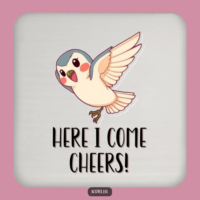 Funny Kestrel Coasters: Cheerful Dive Protection, Gift Set
