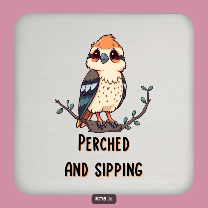 Funny Kestrel Drink Coaster: Proud Observer's Protector, Humorous Table Gift