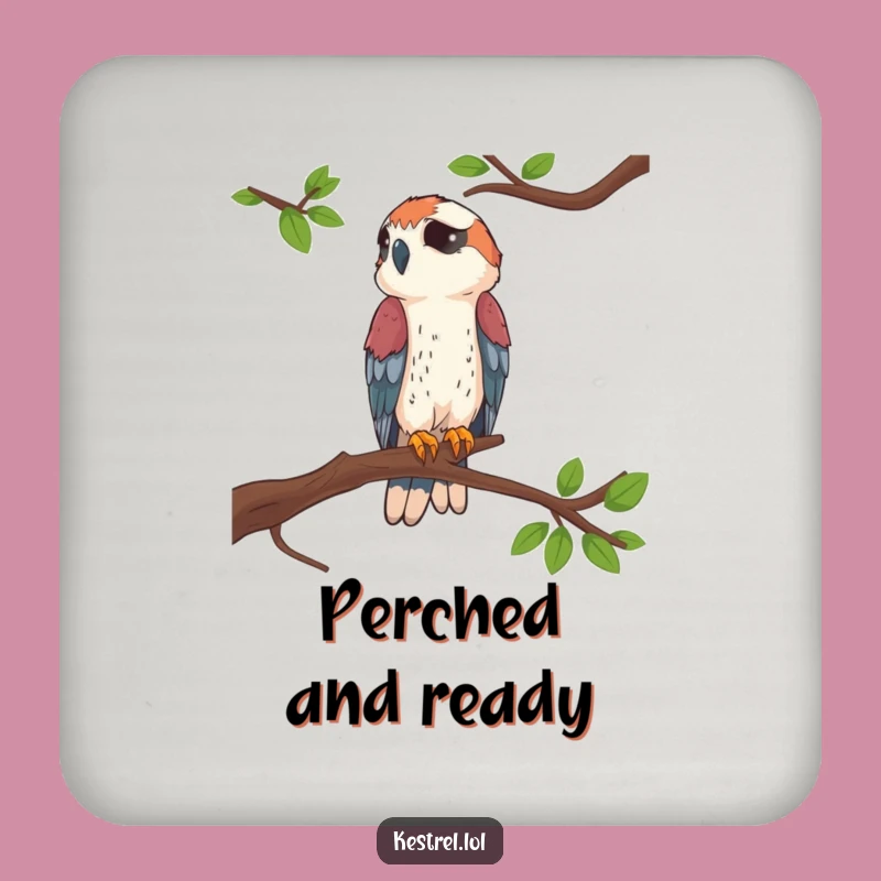 Funny Kestrel Perched Coaster: Rustic Charm and Humor