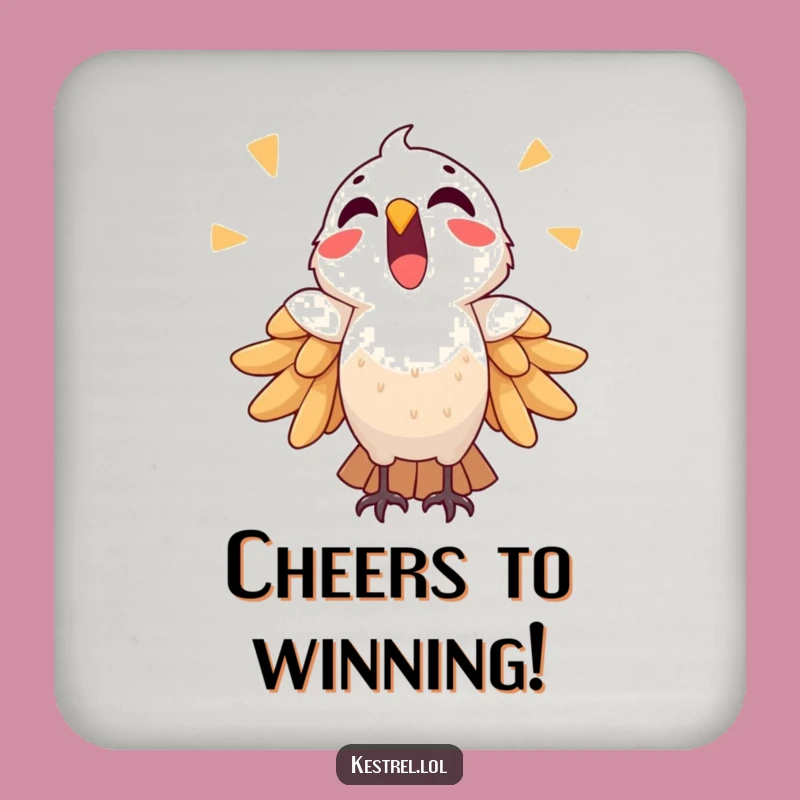 Funny Triumphant Kestrel Drink Coaster: Celebrate Victory Gift